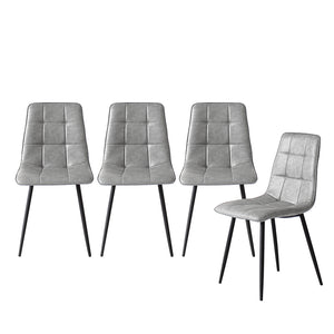 Levede 4x Dining Chairs Kitchen Chair Grey Faux Leather-1973194074773131264