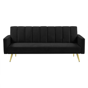 Levede Sofa Bed Convertible Velvet Lounge Recliner Couch Sleeper 3 Seater Black-1975420375357591552