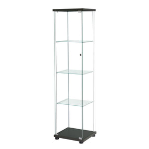 Stacked Display Storage Cabinet Glass Black-1973193812079677440
