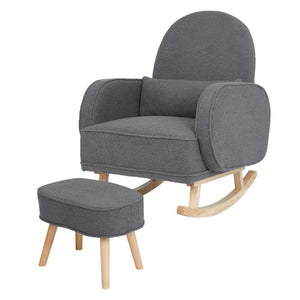 Levede Fleece Rocking Chair with footstool-1996005392991260672