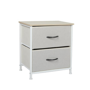 Levede Chest of 2 Drawers Bedside Table Beige-1973194073829412864