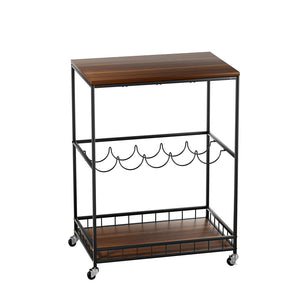 Levede Wooden Bar Cart Drinks Trolley 3 Tire-1975420378004197376