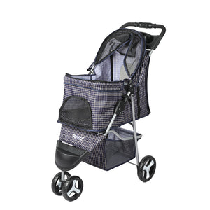 PaWz Large Pet Stroller Dog Cat Carrier Plaid-1973193718055964672