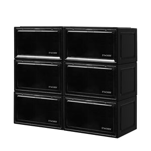 Stacked Shoe Box Acrylic Sneaker Display 6PC Black-1973193709575081984