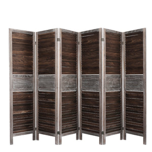 Levede Room Divider 6 Panel Folding Brown-1973193787844988928