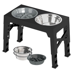 PaWz Elevated Dog Bowls 2 Stainless Steel Bowls and 1 Slow Feeder Bowl-1996005464961323008
