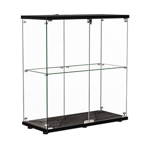 Stacked Glass Display Cabinet Lockable Collections Storage 2 Tier Shelf 2 Door-1996005385227603968