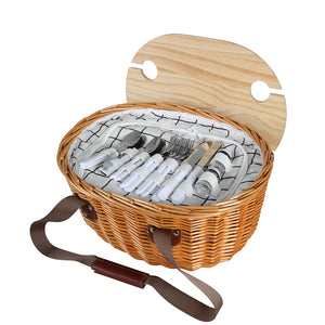 Picnic Basket Set Willow Baskets Outdoor-1973194015792828416
