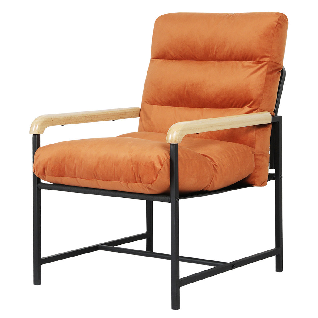 levede-metal-framed-lounge-chair-velvet-in-orange-1996005448892944384