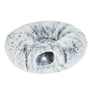 Pawz Cat Tunnel Foldable Fluffy Plush Play Tube Grey-1996005432891674624