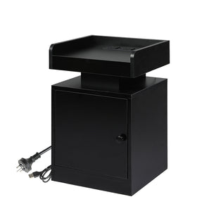 Levede Bedside Table USB Charger Outlet RGB Black-1996005371478675456
