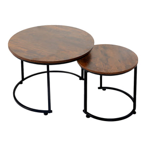 Levede Round Nesting Table Coffee Table Wood Side Table-1996005525950697472