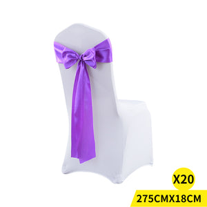 20x Multicoloured Satin Chair Sashes Lavender-1975420512301617152