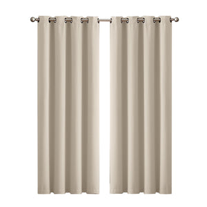 2x Blockout Curtains Panels 3 Layers Beige CD1003-132X213-GR-1973194062643204096