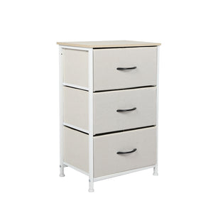 Levede Chest of 3 Drawers Bedside Table Beige-1973194073426759680