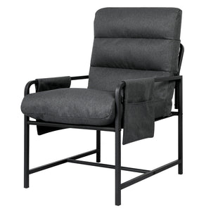 Levede Metal Framed Lounge Chair Linen in Dark Grey-1996005449077493760