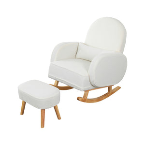 Levede Fleece Rocking Chair with footstool-1996005366923661312