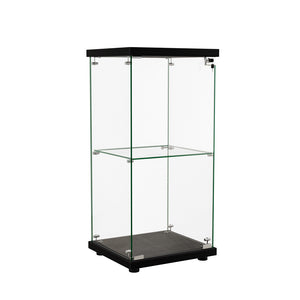 Stacked Display Cabinet Collection Storage Tempered Glass 2 Tier With Lock Black-1996005385034665984