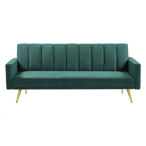 Levede Sofa Bed Convertible Velvet Lounge Recliner Couch Sleeper 3 Seater Green-1973193800419512320