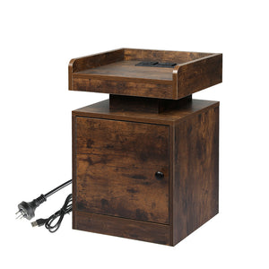 Levede Bedside Table USB Charger Outlet RGB Oak-1996005371667419136