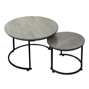 Levede Round Nesting Table Coffee Table Wood Side Table-1996005526147829760