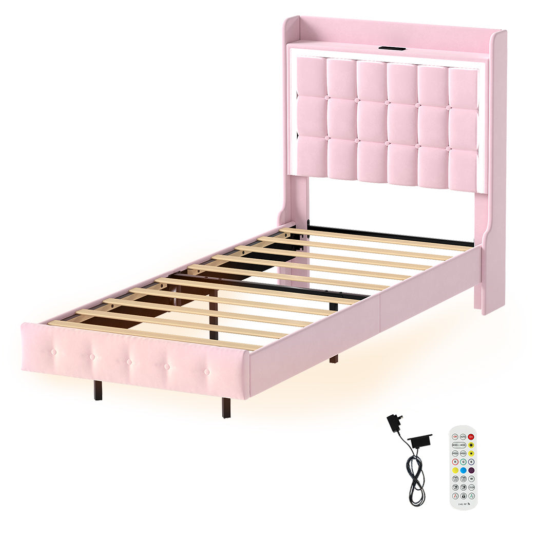 levede-single-floating-bed-frame-led-headboard-usb-pink-1996009956679225344