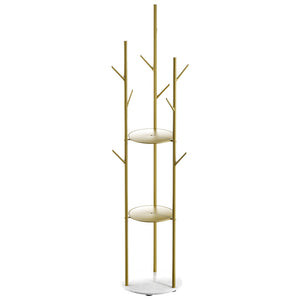 Levede Coat Rack Clothes Stand 8 Hook Organizer Gold-1973193820849967105