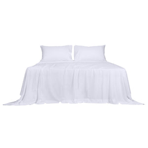 Dreamz 4pcs Double Size 100% Bamboo Bed Sheet Set in White Colour-1973194025729134593