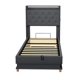 Levede Single Bed Frame Gas Lift Storage LED Light USB-1996005582720602113