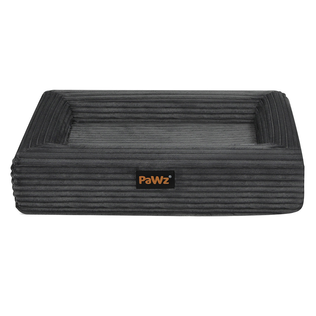 pawz-l-size-orthopedic-dog-bed-with-corduroy-removable-cover-waterproof-washable-grey-1996005463325544449