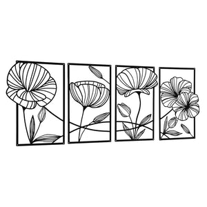 Yezi Metal Wall Art 4Pcs Floral Minimalist Line Decor-1996005449966686209