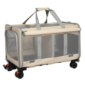 Pawz Pet Carrier 4 Wheel Portable Rolling Foldable-1996005445449420801