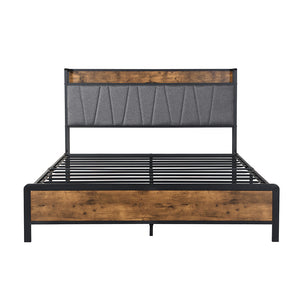Levede Double Bed Frame Tufted Headboard USB Charge-1996005556283904001