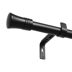 Marlow Black Curtain Rod Steel Quiet Rail Pole Pommel Set Extendable-1996005375761059841