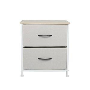 Levede Chest of 2 Drawers Bedside Table Beige-1973194073829412865