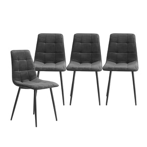 Levede 8x Dining Chairs Kitchen Velvet Grey-1996005473173770241