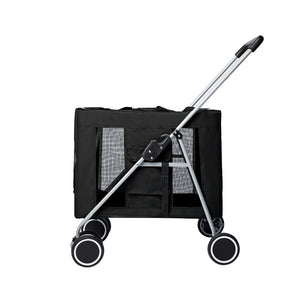 PaWz Pet Stroller Dog Cat Cage Carrier Black-1973193624489431041