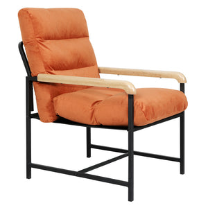 Levede Metal Framed Lounge Chair Velvet in Orange-1996005448892944385