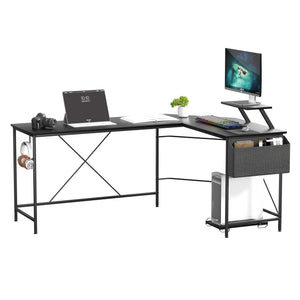 Levede Computer Desk Corner Desk Black-1996005368047734785