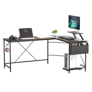 Levede Computer Desk Corner Desk Brown-1996005368228089857
