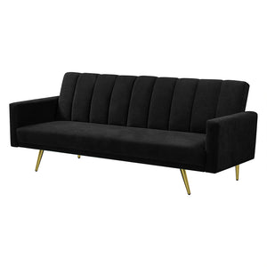 Levede Sofa Bed Convertible Velvet Lounge Recliner Couch Sleeper 3 Seater Black-1975420375357591553