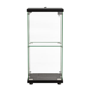 Stacked Display Cabinet Collection Storage Tempered Glass 2 Tier With Lock Black-1996005385034665985