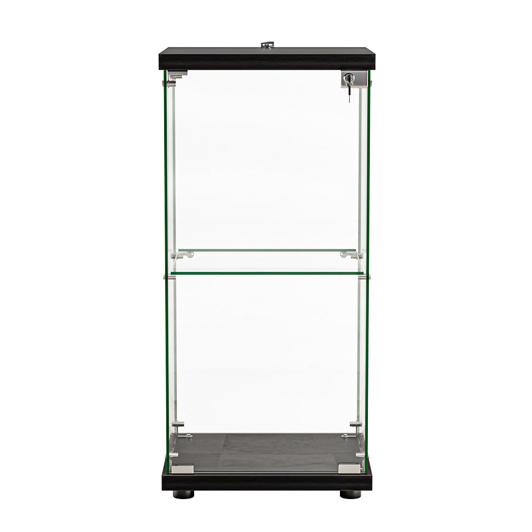 stacked-display-cabinet-collection-storage-tempered-glass-2-tier-with-lock-black-1996005385034665985