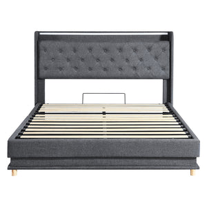 Levede Double Bed Frame Gas Lift LED Light-1996005390902497281