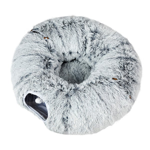 Pawz Cat Tunnel Foldable Fluffy Plush Play Tube Grey-1996005432891674625