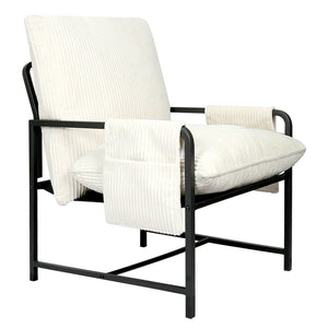 Levede Metal Framed Lounge Chair Corduroy in Beige-1996005448725172225