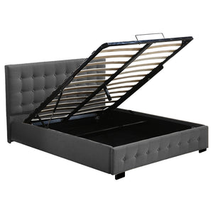 Levede Gas Lift Bed Frame Fabric Base Double Dark Grey-1973194028363157505