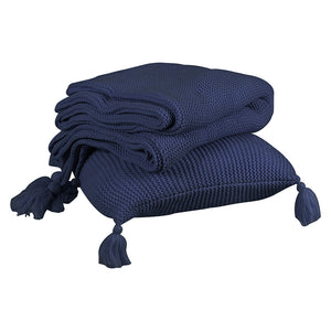 DreamZ Knitting Throw Blanket Cushion Navy-1973194038416904193
