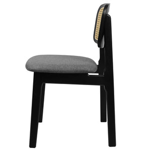 Levede 2x Dining Chair Wood Rattan Armless Black-1996005437912256513