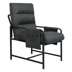 Levede Metal Framed Lounge Chair Linen in Dark Grey-1996005449077493761